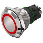 EAO 82-6152.1113 22mm Illum PB St.Steel Flush Screw Mom Ag Ring Red 12VAC/DC