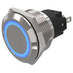 EAO 82-6551.0124 22mm Indicator Alu Flush/flush Solder Ring Blue 24VAC/DC