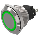 EAO 82-6551.0133 22mm Indicator Alu Flush/flush Solder Ring Green 12VAC/DC