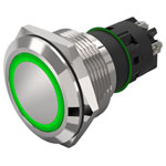EAO 82-6552.1134 22mm Illum PB Alu Flush/flush Screw Mom. Ag Ring Green 24VAC/DC