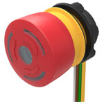 EAO 84-5221.2B40 E-Stop Pushbutton 1NC Illum LED Red 300mm cable Twist-unlock