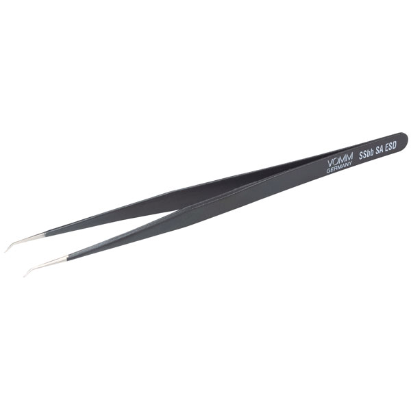 VOMM 3613 SSbb SAESD ESD Narrow Bent Tip Tweezer 135mm Rapid Online