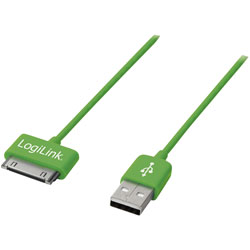 LogiLink® UA0165 USB Sync- & Charging Cable For iPod & iPhone Green 1m