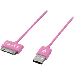 LogiLink® UA0166 USB Sync- & Charging Cable For iPod & iPhone Pink 1m