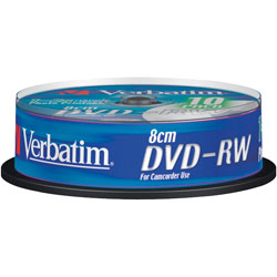 Verbatim 43640 DVD-RW 8cm Inkjet Printable 2x 1.4GB - Pack Of 10
