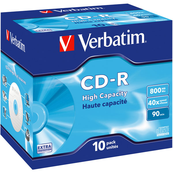 Verbatim 43428 CD-R High Capacity 40x 800MB - Pack Of 10