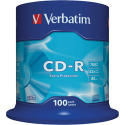 Verbatim 43411 CD-R Extra Protection 52x 700MB - Pack Of 100