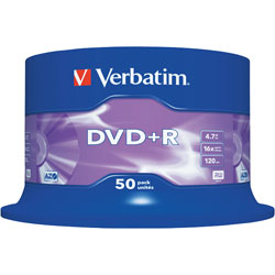 Verbatim 43550 DVD+R Matt Silver 16x 4.7GB - Pack Of 50