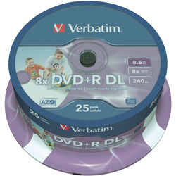 Verbatim 43667 DVD+R Double Layer Inkjet Printable 8x 8.5GB - Pack Of 25