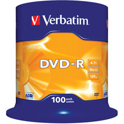 Verbatim 43549 DVD-R Matt Silver16x 4.7GB - Pack Of 100