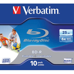 Verbatim 43713 BD-R SL 25GB 6x Printable - Pack Of 10