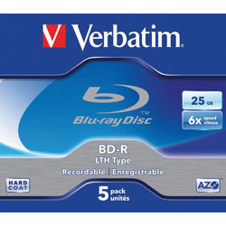 Verbatim 43753 BD-R SL LTH Type 25GB 6x - Pack Of 5
