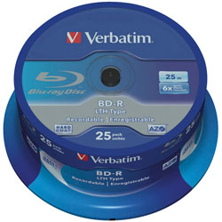Verbatim 43772 BD-R SL LTH Type 25GB 6x - Pack Of 25