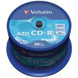 Verbatim 43343 CD-R AZO Crystal 52x 700MB - Pack Of 50