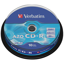 Verbatim 43429 CD-R AZO Crystal 52x 700MB - Pack Of 10