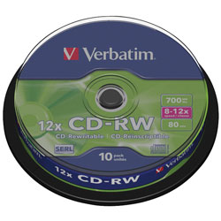 Verbatim 43480 CD-RW 12x 700MB - Pack Of 10