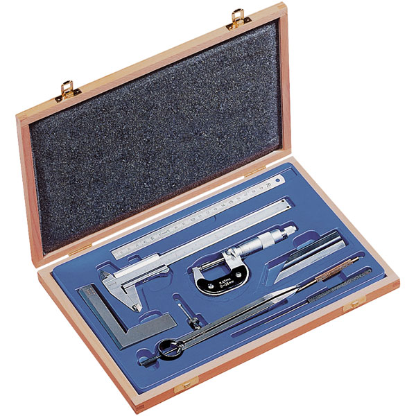 Helios Preisser 0212520 8-Piece Measuring Tool Set with Bag calliper 150 mm with Rectangular Depth Gauge Duo Fix 