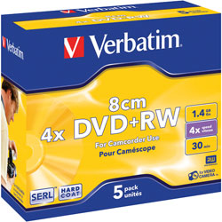 Verbatim 43565 DVD+RW 8cm Matt Silver 4x 1.4GB - Pack Of 5
