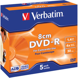 Verbatim 43510 DVD-R 8cm Matt Silver 4x 1.4GB - Pack Of 5