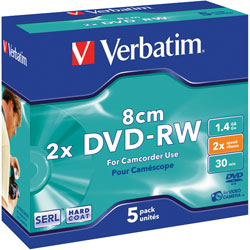 Verbatim 43514 DVD-RW 8cm Matt Silver 2x 1.4GB - Pack Of 5