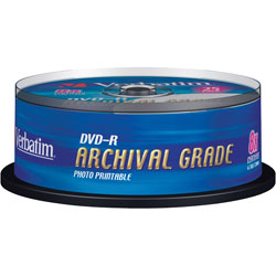 Verbatim 43634 DVD-R Gold Archival 8x 4.7GB - Pack Of 25