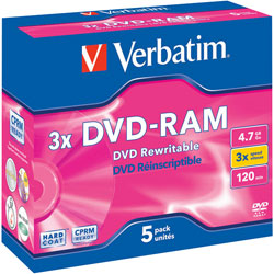 Verbatim 43450 DVD-RAM 3x 4.7GB - Pack Of 5