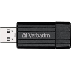 Verbatim 49061 PinStripe USB Drive 4GB - Black