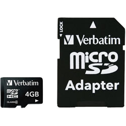 Verbatim 43966 Micro SDHC 4GB - Class 4 With Adapter