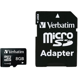 Verbatim 43967 Micro SDHC 8GB - Class 4 With Adapter