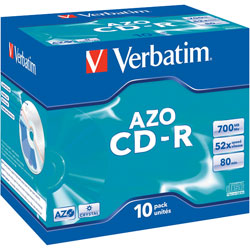Verbatim 43327 CD-R AZO Crystal 52x 700MB - Pack Of 10