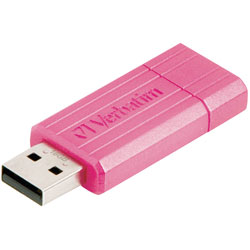 Verbatim 49067 PinStripe USB Drive 16GB - Hot Pink