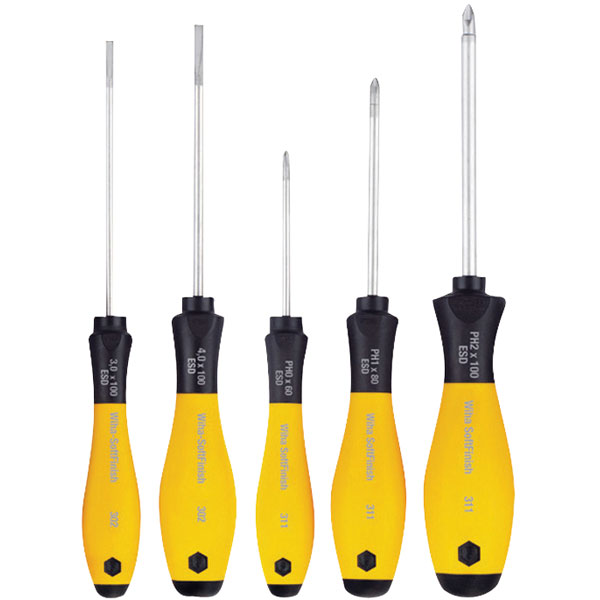 Wiha 302ESDHK501 27252 SoftFinish® ESD Slotted/ Phillips Screwdriv...
