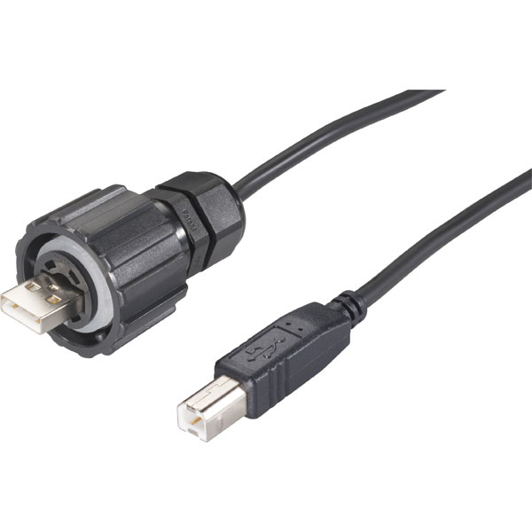 Conec 17-200181 USB 2.0 Type A Plug IP67 Industrial To USB 2.0 Type B ...