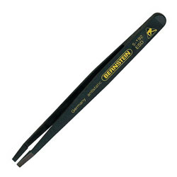 Bernstein 5-192 ESD Tweezers 120mm Straight 3mm Flat-Hand Grip Surface Offset