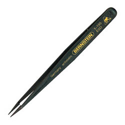 Bernstein 5-195 ESD Tweezers 120mm Straight V Sharp Pointed Grip Surface Offset