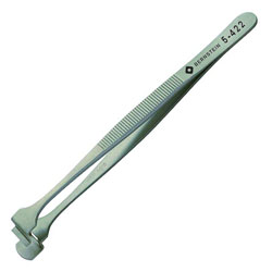 Bernstein 5-422 Wafer Tweezers 130mm With Graduated Lower Paddle No Teeth