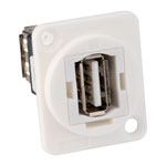 Cliff CP30208NW USB2.0 A-A feedthrough connector, white plastic frame, CSK holes