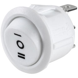 SCI R13 112D W W Printed I O II Round Rocker Switch All White SPDT