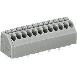 WAGO 250-210 10 Pole 3.5mm 8A 45° Push Button PCB Terminal Block Grey