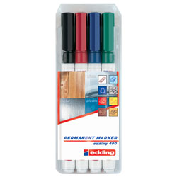 Edding 4-400-1-4999 Permanent Marker Fine Bullet Tip 1mm Blue/Red/Black/Green