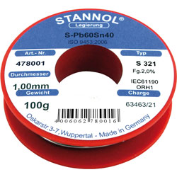 Stannol 478003 Solder Wire Pb60Sn40 2.0mm 100g