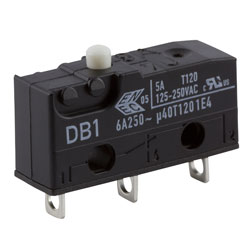 ZF DB1C-A1AA Microswitch SPDT 6A 250V AC, Button, Solder.