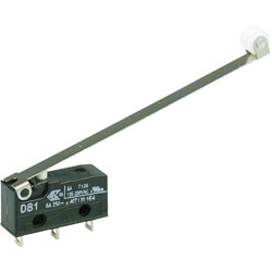 ZF DB1C-A1RD Microswitch SPDT 6A 250V AC, Long Roller, Solder