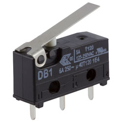 ZF DB1C-C1LB Microswitch SPDT 6A 250V AC, Short Lever, PCB