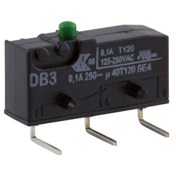 Cherry DB3C-D3AA Microswitch SPDT 0.1A 250V AC, Button, Left-hand PCB