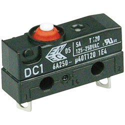 ZF DC1B-A1AA Microswitch SPST-NC 6A 250V AC, Button, Solder, IP67