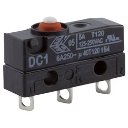 ZF DC1C-A1AA Microswitch SPDT 6A 250V AC, Button, Solder, IP67