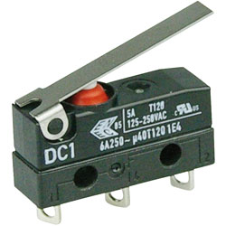 ZF DC1C-A1LC Microswitch SPDT 6A 250V AC, Medium Lever, Solder, IP67