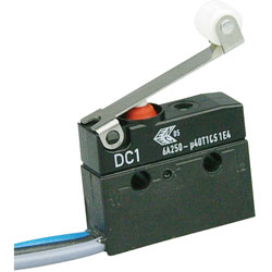 ZF DC1C-C3RC Microswitch SPDT 6A 250V AC, Medium Roller, Leads, IP67