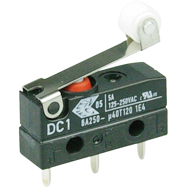 Cherry DC1C-H1RB Microswitch SPDT 6A 250V AC, Short Roller, PCB, IP67